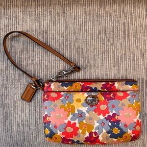 Coach Floral Wristlet - Red, Pink, Yellow, Blue